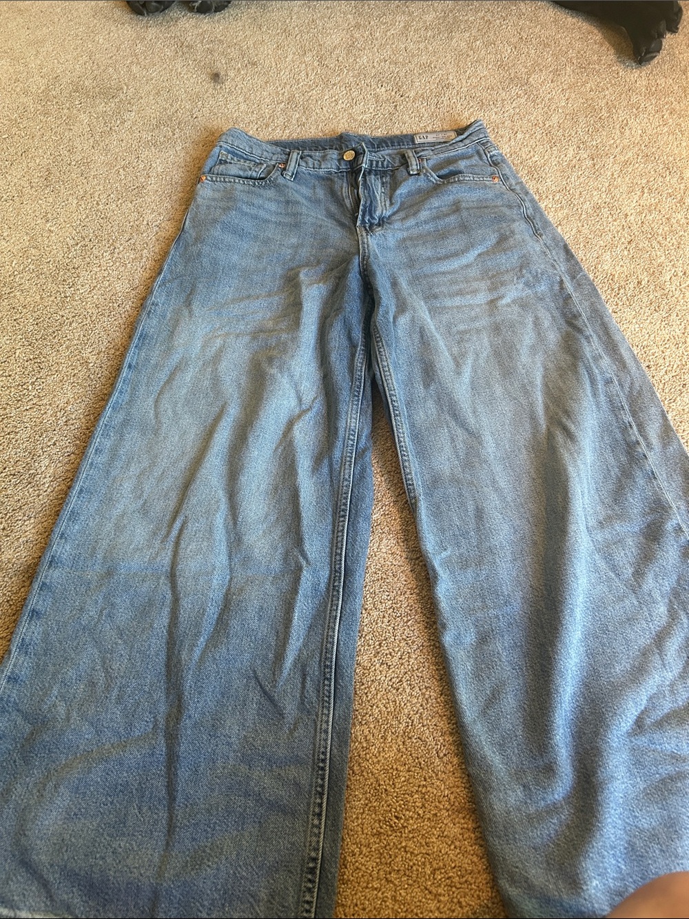 GAP Women's Wide Leg Jeans - Light Wash Blue